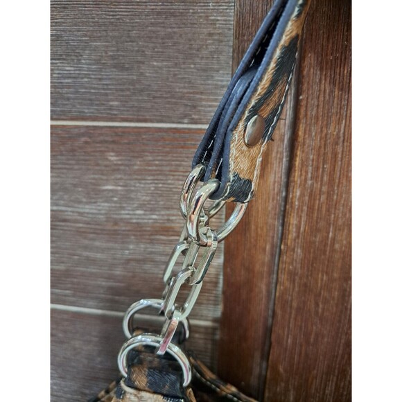 Unbranded Leopard Print Handbag Silver Hardware 10 Inches Jungle Cat - Picture 3 of 5